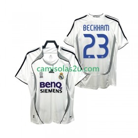 Camisolas de futebol Real Madrid BECKHAM 23 2006 2007 Retro Equipamento Principal Manga Curta